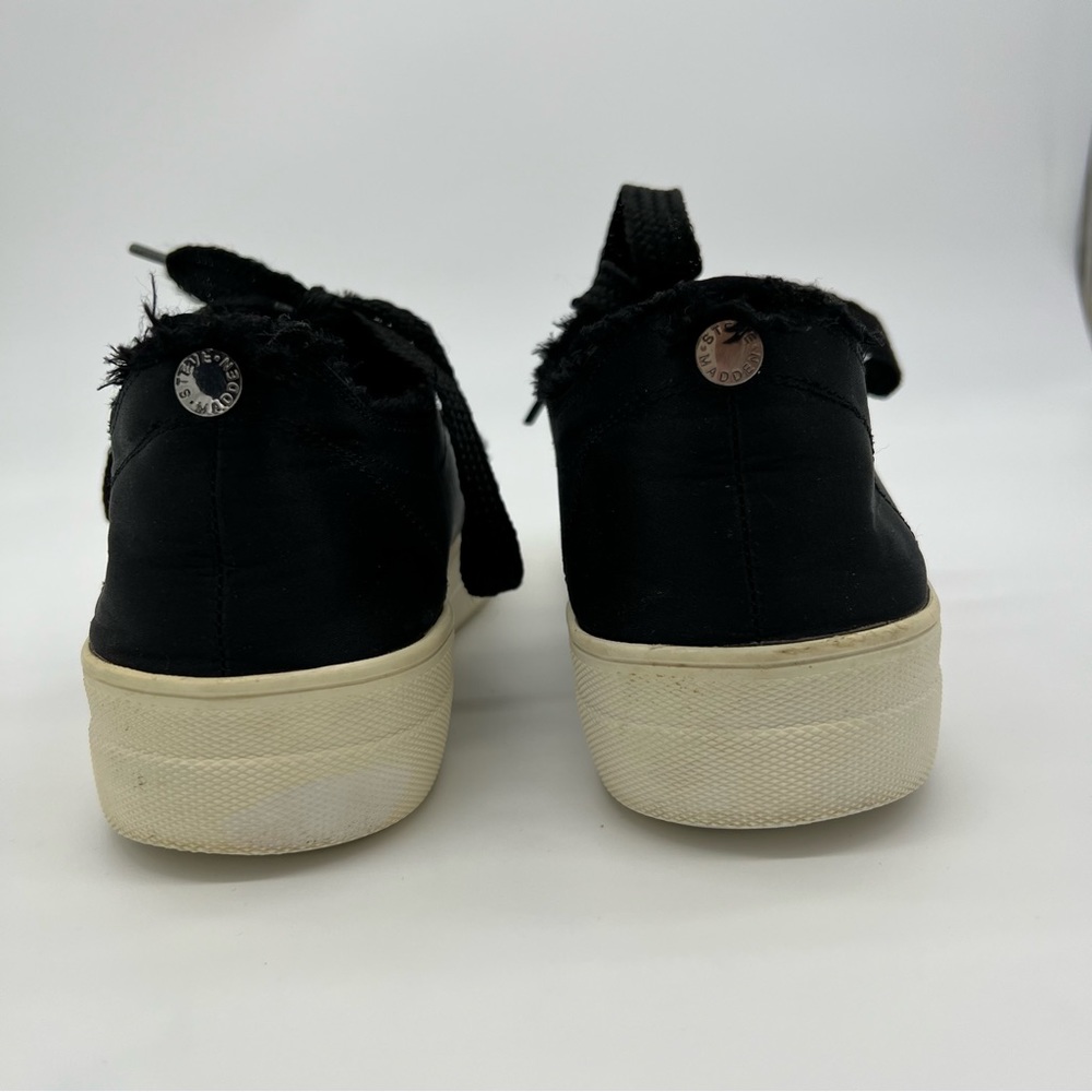 Steve Madden Greyla Black Platform Sneakers US 10M Frayed Canvas Shoes - Picture 6 of 9